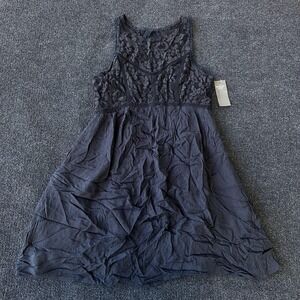 Abercrombie & Fitch Dress Womens Small Navy Lace A-Line Sleeveless NWT Keyhole